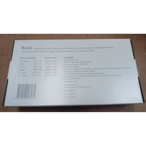 Basic Synguard Nitrile Exam Gloves Size Large Ambidextrous - Picture 2 of 3